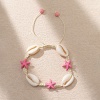 Picture of Shell Ocean Jewelry Braided Bracelets White & Fuchsia Star Fish 6cm - 8cm Dia., 1 Piece