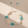 Picture of Shell Ocean Jewelry Braided Bracelets White & Blue Cross 6cm - 8cm Dia., 1 Piece
