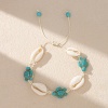 Picture of Shell Ocean Jewelry Braided Bracelets White & Blue Sea Turtle Animal 6cm - 8cm Dia., 1 Piece
