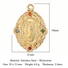 Picture of Eco-friendly Vacuum Plating 304 Stainless Steel Religious Pendants 18K Gold Plated Oval Virgin Mary Multicolor Rhinestone 30mm x 21mm, 1 Piece