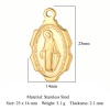 Picture of Eco-friendly Vacuum Plating 304 Stainless Steel Religious Charms 18K Gold Plated Oval Virgin Mary 25mm x 14mm, 1 Piece