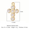 Picture of Eco-friendly Vacuum Plating 304 Stainless Steel Religious Charms 18K Gold Plated White Cross Imitation Pearl 21mm x 13.5mm, 1 Piece