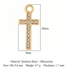 Picture of Eco-friendly Vacuum Plating 304 Stainless Steel Religious Charms 18K Gold Plated Cross Clear Rhinestone 20mm x 9mm, 1 Piece