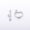 Picture of Eco-friendly 304 Stainless Steel Toggle Clasps Heart Silver Tone 1 Set