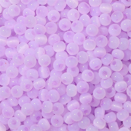 Picture of Glass Seed Beads Round Rocailles Mauve Cat's Eye Imitation About 4mm Dia., Hole: Approx 1mm, 10 Grams
