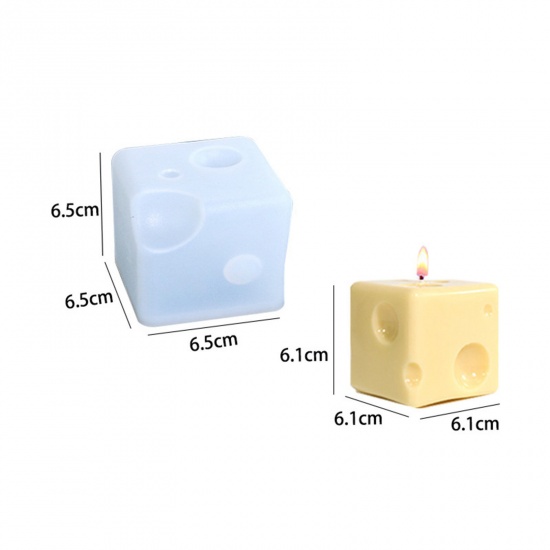 Bild von Silikon Harzform zum Selbermachen von Kerzenseife Käse Lebensmittel Weiß 6.5cm x 6.5cm, 1 Stück