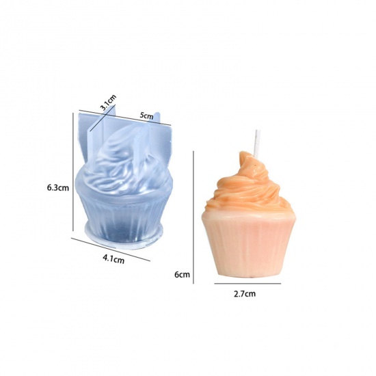 Bild von Silikon Harzform zum Selbermachen von Kerzenseife Eiscreme Lebensmittel Weiß 6.3cm x 5cm, 1 Stück