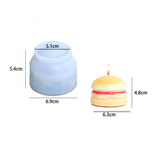 Bild von Silikon Harzform zum Selbermachen von Kerzenseife Hamburger Lebensmittel Weiß 6.9cm x 5.4cm, 1 Stück
