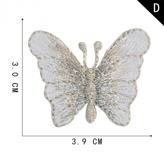 Bild von Terylen Insekt Bügelbild (Mit Kleber auf der Rückseite) DIY Scrapbooking Handwerk Grau Schmetterling 3.9cm x 3cm, 2 Stück