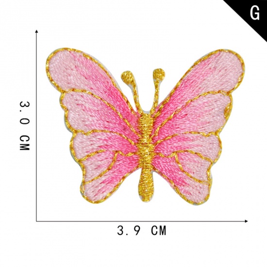 Bild von Terylen Insekt Bügelbild (Mit Kleber auf der Rückseite) DIY Scrapbooking Handwerk Rosa Schmetterling 3.9cm x 3cm, 2 Stück
