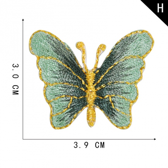 Bild von Terylen Insekt Bügelbild (Mit Kleber auf der Rückseite) DIY Scrapbooking Handwerk Grün Schmetterling 3.9cm x 3cm, 2 Stück