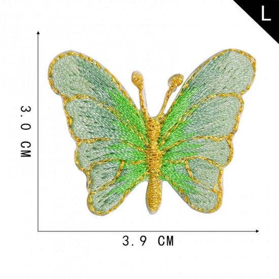 Bild von Terylen Insekt Bügelbild (Mit Kleber auf der Rückseite) DIY Scrapbooking Handwerk Hellgrün Schmetterling 3.9cm x 3cm, 2 Stück