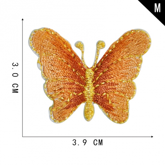 Bild von Terylen Insekt Bügelbild (Mit Kleber auf der Rückseite) DIY Scrapbooking Handwerk Braun Schmetterling 3.9cm x 3cm, 2 Stück
