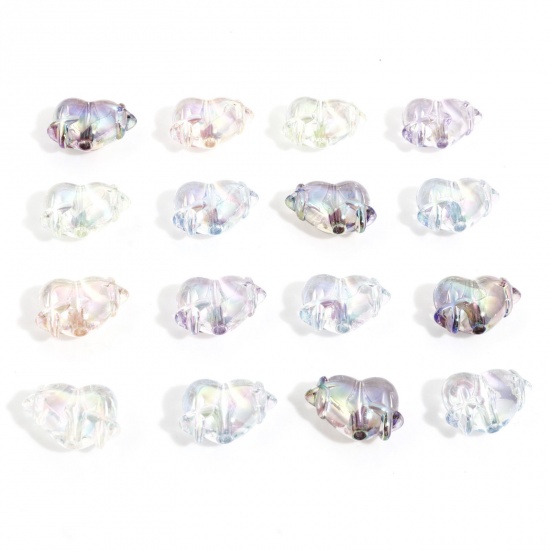 Picture of Acrylic Valentine's Day Beads For DIY Charm Jewelry Making At Random Color AB Rainbow Color Heart Cross About 19mm x 14mm, Hole: Approx 2.2mm, 10 PCs
