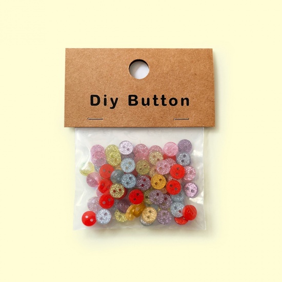 Image de Resin Buttons Scrapbooking 2 Holes Round At Random Color 9mm Dia, 1 Packet