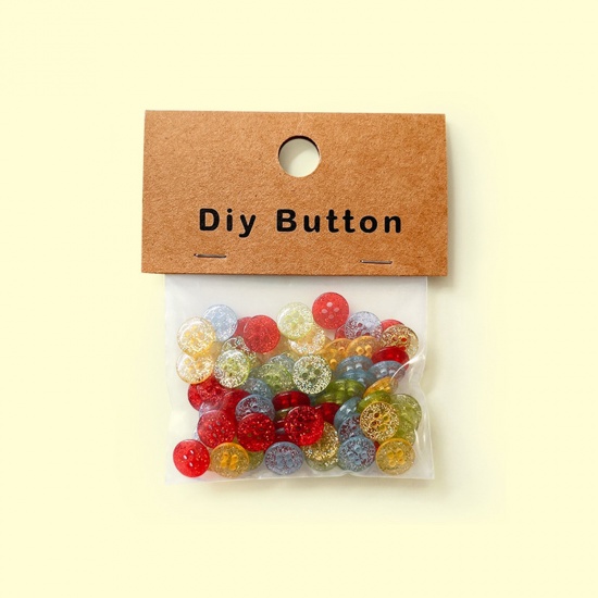 Image de Resin Buttons Scrapbooking 2 Holes Round At Random Color 11.5mm Dia, 1 Packet