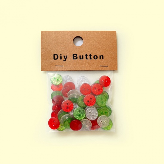 Image de Resin Buttons Scrapbooking 2 Holes Round At Random Color 14mm Dia, 1 Packet