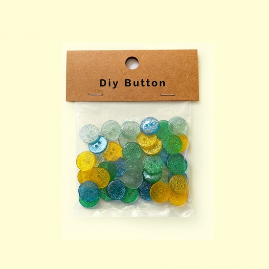 Image de Resin Buttons Scrapbooking 2 Holes Round At Random Color 16mm Dia, 1 Packet
