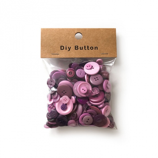 Bild von Resin Buttons Round Purple 3.5cm - 0.9cm Dia, 1 Packet