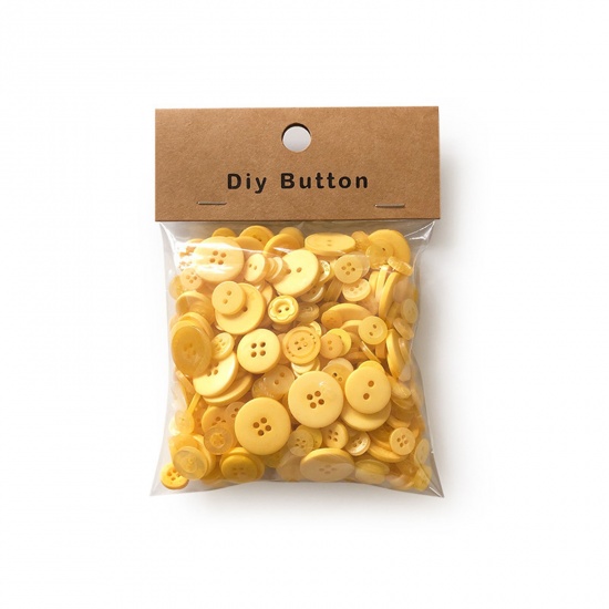 Bild von Resin Buttons Round Yellow 3.5cm - 0.9cm Dia, 1 Packet