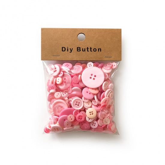 Bild von Resin Buttons Round Pink 3.5cm - 0.9cm Dia, 1 Packet