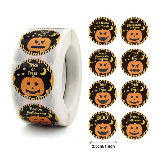 Immagine di Carta Artistica Halloween DIY Decorazione Di Scrapbook Adesivi Tondo Halloween Zucca 2.5cm Dia, 1 Rotolo ( 500 Pz/Serie)