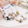 Bild von Charms Anhängerträger für Vintage Armband Stricken Stitch Markers Katze KC Vergoldet Bunt Emaille 3.8cm x 2.2cm, 1 Set ( 7 Stücke/Set)
