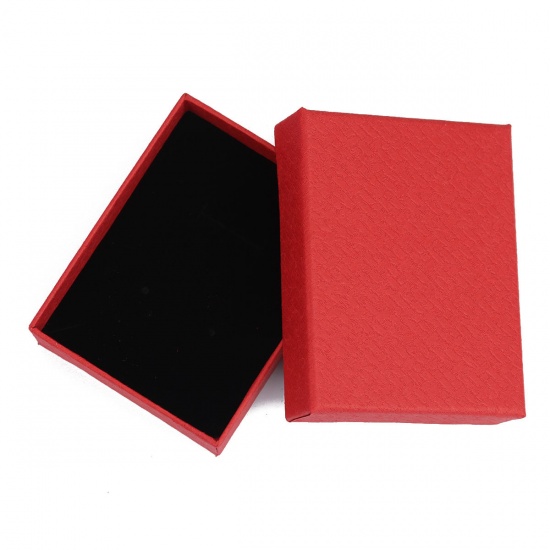 Picture of Paper Jewelry Gift Boxes Rectangle Red 94mm x 74mm , 1 Piece