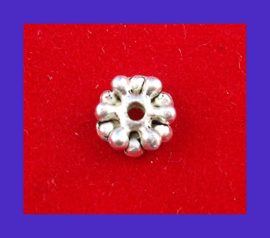 Bild von Zinklegierung Spacer Perlen Zwischenperlen Antiksilber Schneeflocke ca. 8mm D., Loch:ca. 1mm, 85 Stück