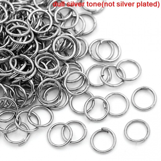 Bild von (21 gauge) Eisenlegierung Offen Bindering Rund Silberfarbe 6mm D., 14000 Stück/1000 Gramm