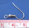 Picture of Zinc Based Alloy Ear Wire Hooks Earring Findings Silver Tone 19x18mm, Post/ Wire Size: (20 gauge), 2000 PCs