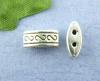 Picture of Zinc Based Alloy Spacer Beads Oval Antique Silver Color Initial Alphabet/ Capital Letter Color Plated About 10mm x 5mm, Hole: Approx 1.1mm, 50 PCs