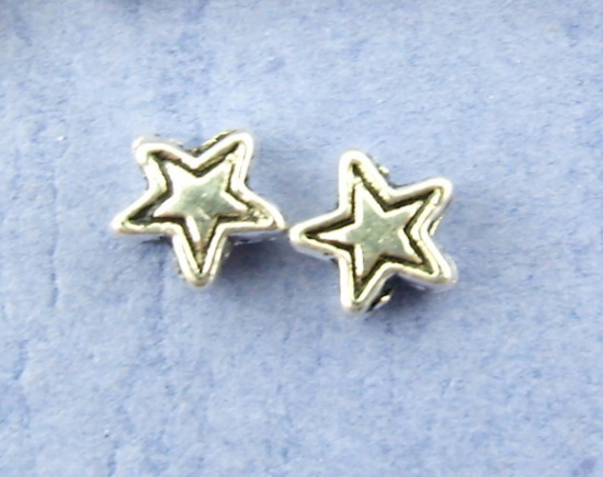 Picture of Zinc Based Alloy Spacer Beads Star Antique Silver About 4mm x 4mm, Hole:Approx 1mm, 400 PCs