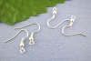 Picture of Iron Based Alloy Ear Wire Hooks Earring Findings Silver Plated 18mm x 19mm, Post/ Wire Size: (21 gauge), 2000 PCs