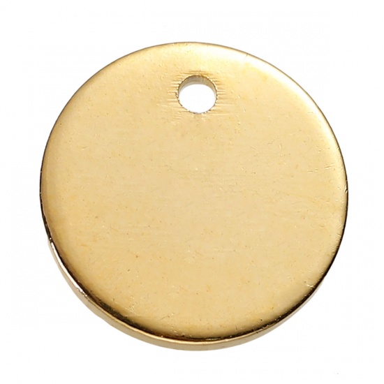 銅 チャーム 円形 金メッキ スタンピング用ブランク タグ 10mm直径、 10 個 の画像