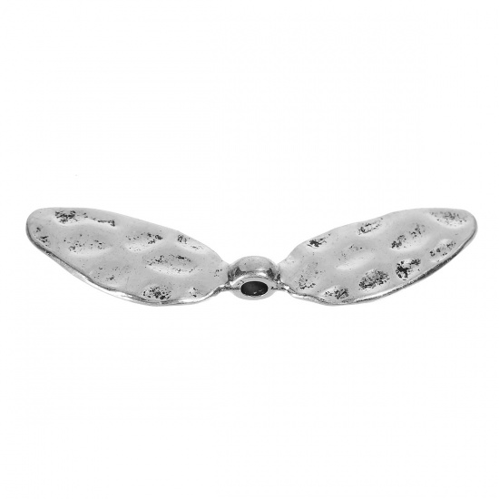 Picture of Zinc Based Alloy Spacer Beads Dragonfly Wing Antique Silver About 42mm x 11mm, Hole: Approx 2.5mm, 30 PCs