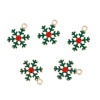 Immagine di Lega di Zinco Charms Natale Fiocco di Neve Oro Placcato Verde Rosso Strass Smalto 23mm x 17mm , 5 Pz