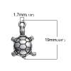 Bild von Ozean Schmuck Zinklegierung Böhmischer Stil 3D Charms Schildkroete Antiksilber 19mm x 12mm 50 Stück