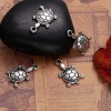 Picture of Ocean Jewelry Zinc Based Alloy Boho Chic 3D Charms Tortoise Antique Silver Color 19mm( 6/8") x 12mm( 4/8"), 50 PCs