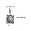 Picture of Ocean Jewelry Zinc Based Alloy Boho Chic Pendants Tortoise Animal Antique Silver Color 35mm(1 3/8") x 18mm( 6/8"), 10 PCs