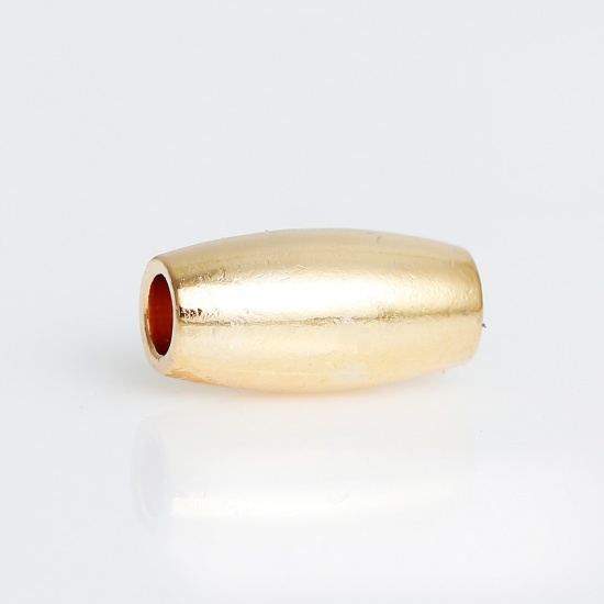 Picture of Copper Spacer Beads Oval 18K Real Gold Plated About 8mm( 3/8") x 4mm( 1/8"), Hole: Approx 1.9mm, 5 PCs