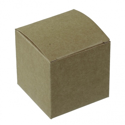 Picture of Paper Jewelry Gift Flower Wrapping Box Brown 60mm(2 3/8") x 60mm(2 3/8") , 10 PCs