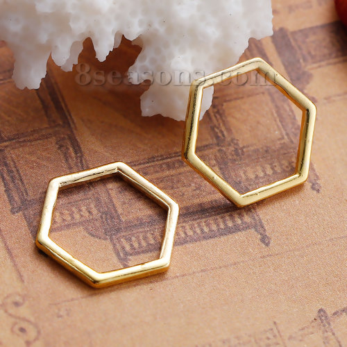 Picture of Zinc Based Alloy Connectors Findings Honeycomb Gold Plated Hollow 17mm x 15mm, 20 PCs