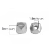 亜鉛合金 スペーサー ビーズ キューブ 銀古美 ファセット 約 5mm x 5mm、 穴：約 1.8mm、 100 個 の画像