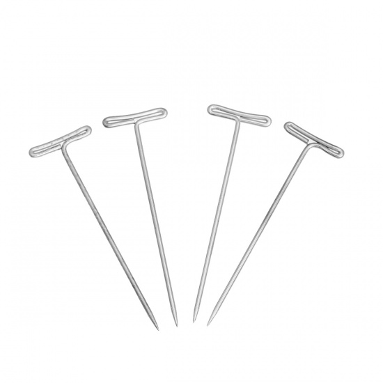Picture of Iron Based Alloy Head Pins Silver Tone 5.1cm(2") long, 1.2mm (17 gauge) 100 PCs