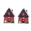 Immagine di Legno Bottone da Cucire Scrapbook Due Fori Natale Casa di Villaggio Multicolore Fantoccio di Neve Disegno 32mm x 24mm, 30 Pz