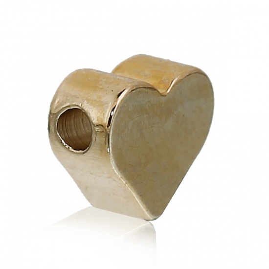 Bild von Kupfer Perlen Herz Vergoldet ca. 7mm x 6mm, Loch:ca. 1.6mm, 5 Stück