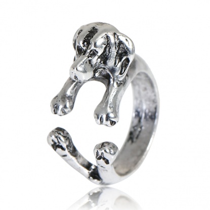 Bild von 3D Offen Ring Antiksilber Labrador Retriever 14.7mm（US Größe:3.75) 1 Stück
