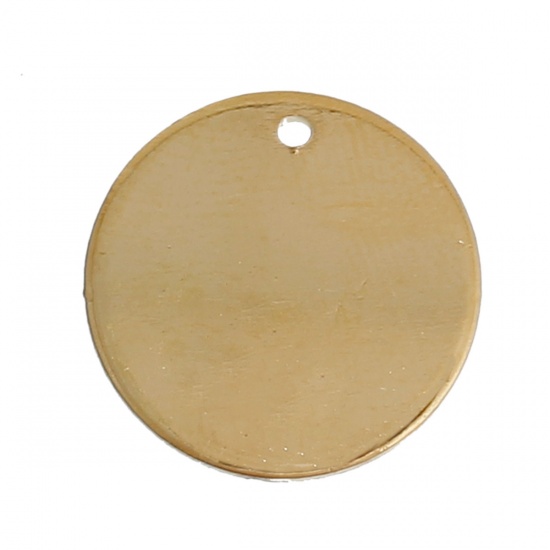 銅 スタンピング用ブランク タグ チャーム 円形 金メッキ 15mm直径、 10 個 の画像