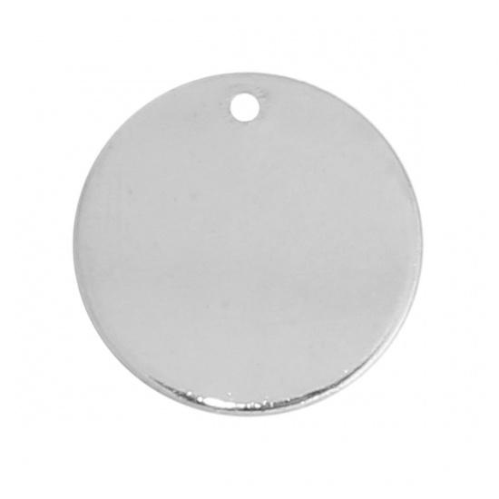 銅 スタンピング用ブランク タグ チャーム 円形 銀メッキ 15mm直径、 10 個 の画像